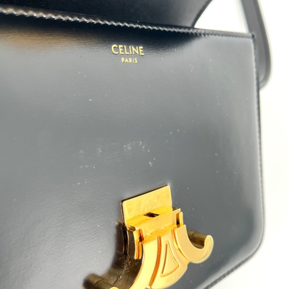 Authentic Celine Triomphe Teen Shiny Calfskin Shoulder Crossbody Flap Bag - Picture 12 of 15